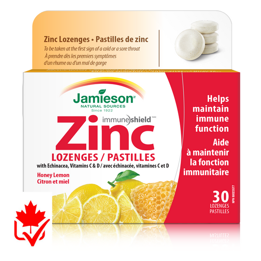 Jamieson Zinc Lozenges w Echinacea, Vitamin C+D 30 Count